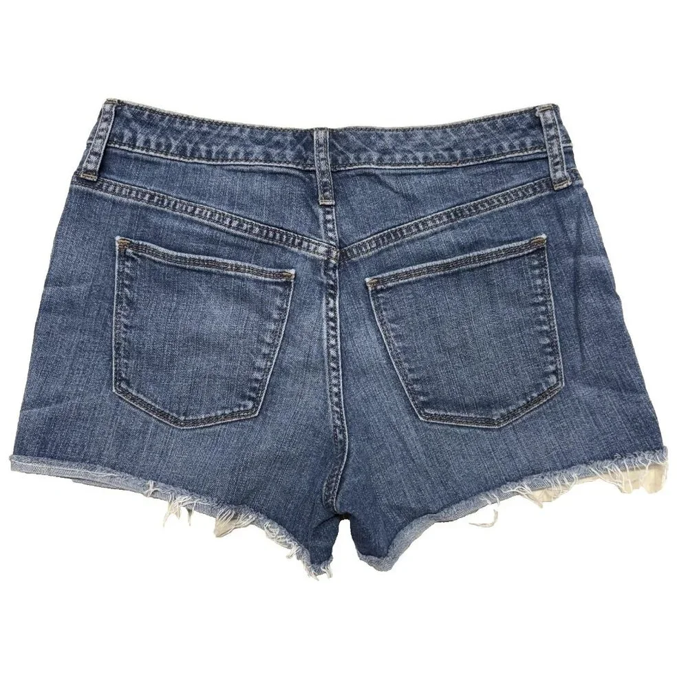 Universal Thread High Rise Shortie Shorts Womens 4 Blue Denim Button Fly Cutoffs